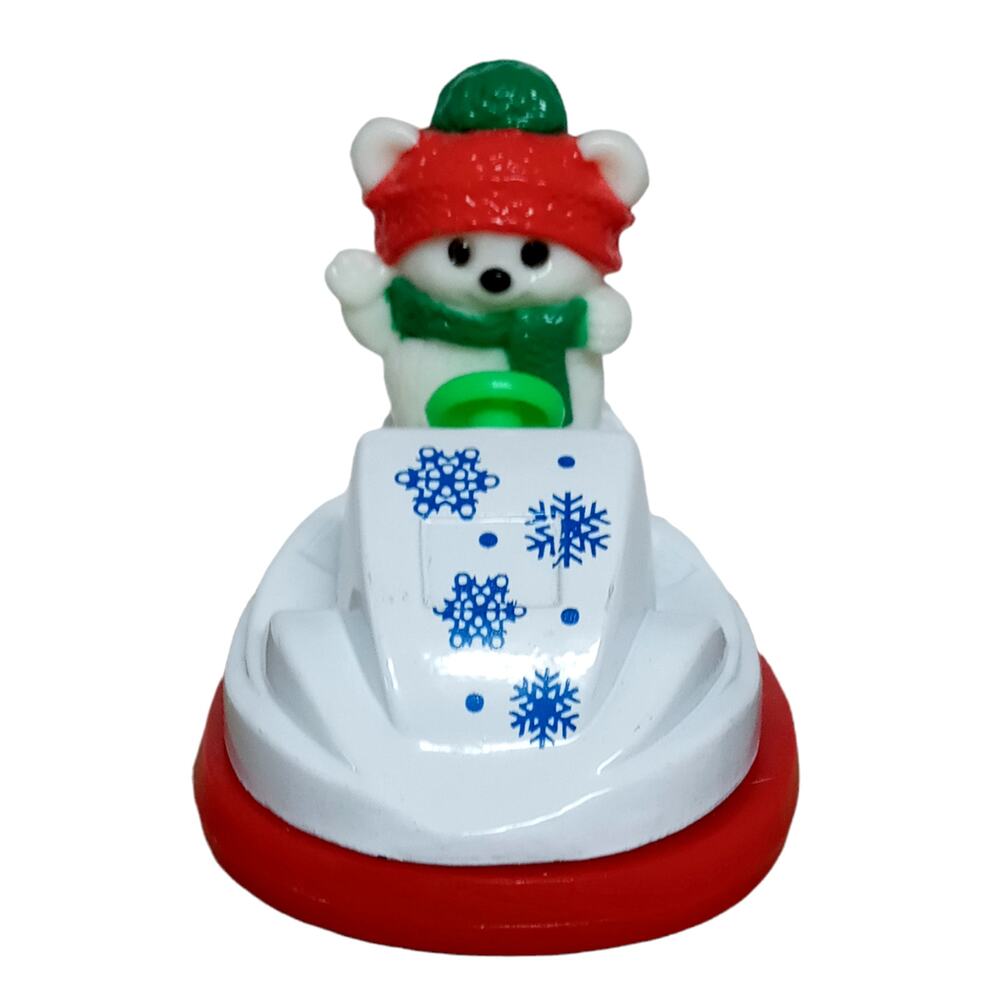 🎄❄️🐻VTG Christmas Polar Bear Bumper Car Pull Back Toy HANS 2009 Collectible 2"